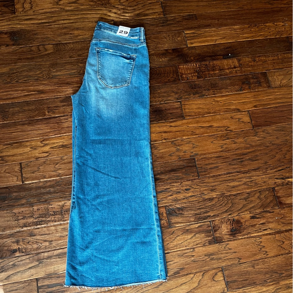 Dear John denim SZ 29 high rise,button fly, wide flare fray hem,26”inseam. NWT